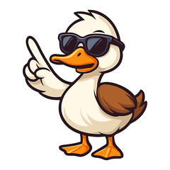 Obraz premium Duck cartoon character with sunglasses mascot