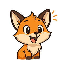 Cute cartoon fox macot with big eyes happily smiling widely