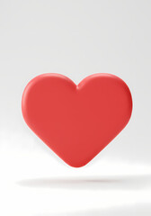 Red 3D Heart Shape on Simple White Background