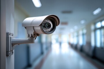 Security camera in a hallway