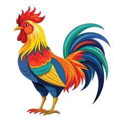 Detailed Illustration of a Rooster Full Body