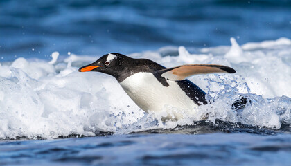 Fototapeta premium the photograph showcases a bird in the midst of a splash