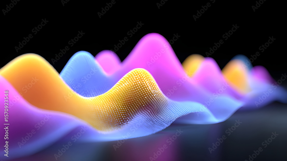 Wall mural abstract light three-dimensional luminous particles technology sense kv main visual background