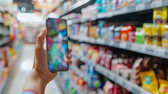 person checking  shopping list on smartphone