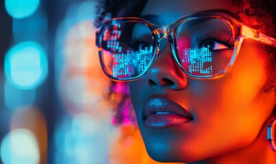 young woman with headphones, Generative AI