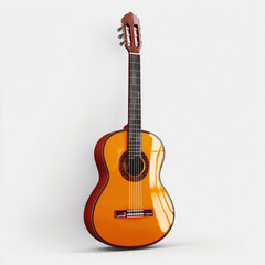 Fototapeta premium Stunning Orange Acoustic Guitar , white background cut out PNG