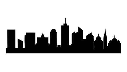 Fototapeta premium Los Angeles and Chicago city skylines, silhouetted vector illustrations of urban architecture at night