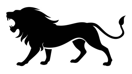 Obraz premium Black Lion Roaring at walk Silhouette Vector Illustration