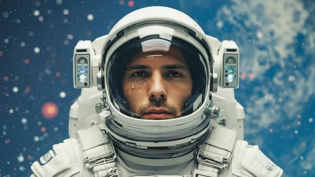 Astronaut in Full Space Suit Against the Cosmic Background, Representing Adventure and Cosmic Exploration