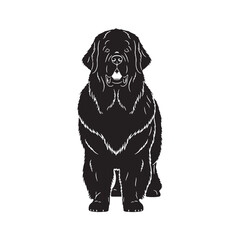 Loyal Newfoundland dog black vector graphic, reflecting its devoted and calm temperament - Newfoundland dog silhouette - Newfoundland dog Vector - Silhouette of Newfoundland dog

