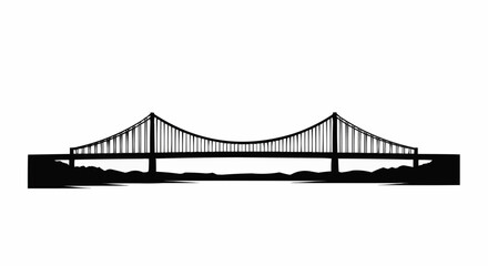 Obraz premium Bridge Over Water Silhouette on White