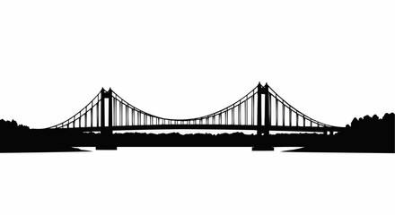 Obraz premium Bridge Over Water Silhouette on White