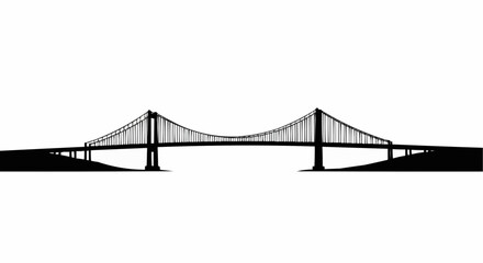 Obraz premium Bridge Over Water Silhouette on White