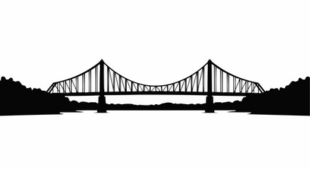Obraz premium Bridge Over Water Silhouette on White