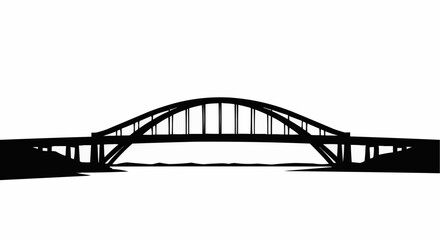 Obraz premium Bridge Over Water Silhouette on White