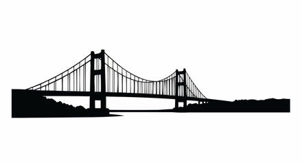 Obraz premium Bridge Over Water Silhouette on White