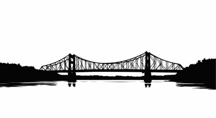 Obraz premium Bridge Over Water Silhouette on White