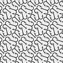 Hooked on fishing. Seamless tackle pattern for outdoor hobby background