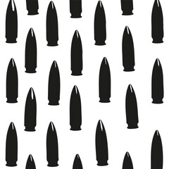 Bullet Pattern. Repeating Ammunition Silhouettes For Military And Tactical Design. Isolated Vector Illustration