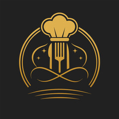 Elegant dining brand symbol golden culinary design vector