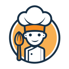 Happy chef icon logo with cooking badge vector