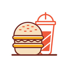 Flat style burger and soda logo design vector