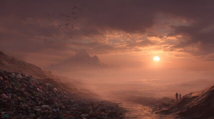 Allegorical Vision of a Neglected Planet: Discarded Trash Under Global Heat Inspiring Humanity's Intervention for Renewal and the Restoration of Vibrant Life