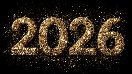 Dazzling 2026 Inscription with Luminous Gold Hues: Sophisticated Symbolism for Bold Branding and Energetic Celebration