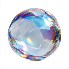 Stunning Iridescent Geometric Sphere Design , white background cut out PNG