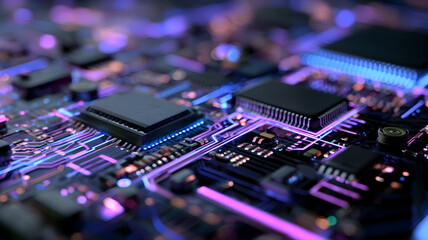 Close-up of Circuit Board Exploring the Intricate World of Microchips and Technology