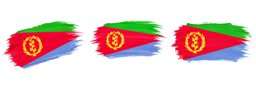 Eritrea Flag Brush Stroke Set on Transparent Background

