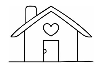 Simple house with heart symbol home door