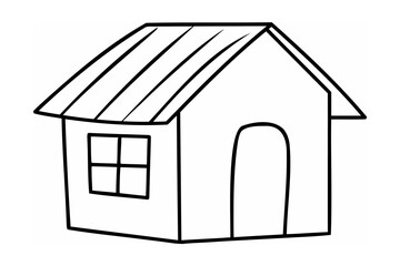 Simple house with window and arched doorway dwelling