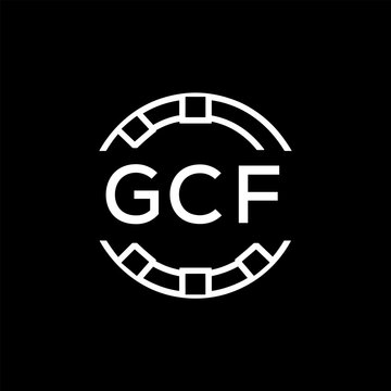 GCF Creative Letter mark Badge Logo Design, GCF Later Logo, Geometric Monogram Logo on Black Background, GCF  Later Logo, Contemporary Minimal Logo for Business Identity.
