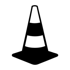 Black and White Road Safety Cone to Indicate Hazard or Construction