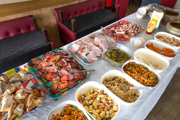 Feast featuring assorted dishes at a gathering