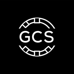 Obraz premium GCS Creative Letter mark Badge Logo Design, GCS Later Logo, Geometric Monogram Logo on Black Background, GCS Later Logo, Contemporary Minimal Logo for Business Identity. 