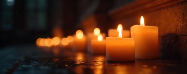 Flickering Candlelight Soft Warm Glow Illuminating Darkness, Peaceful and Tranquil Ambiance Ideal for Relaxation, Meditation, and Spiritual Themes