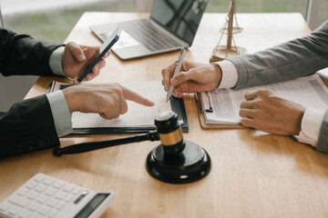 Legal advice concept: A lawyer or legal advisor is someone who listens and gives advice to business...