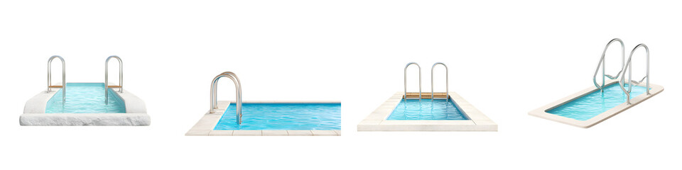 Fototapeta premium Swimming Pool Collection on White Background