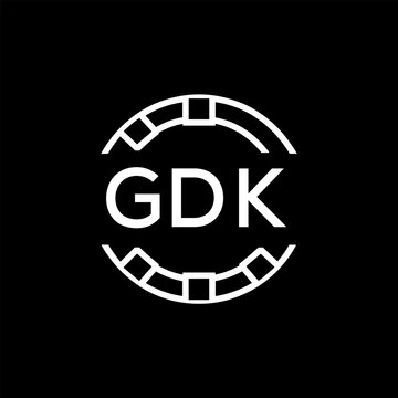 GDK Creative Letter mark Badge Logo Design, GDK Later Logo, Geometric Monogram Logo on Black Background, GDK  Later Logo, Contemporary Minimal Logo for Business Identity.
