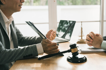 Legal advice concept: A lawyer or legal advisor is someone who listens and gives advice to business...