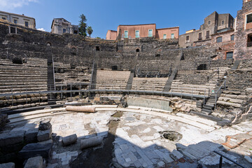 Catania, Italy: 06232023:greek roman theatre in Catania, Sicily