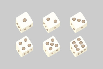 Set of simple 3d doodle dice.