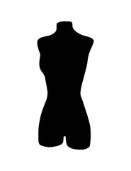 Simple female mannequin dummy icon for clothing design.