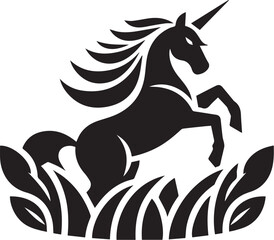Unicorn horses black vector