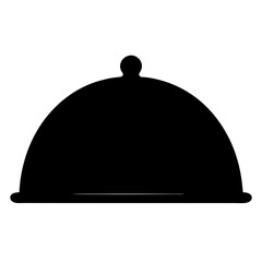 Naklejka premium Black and White Image Depicting a Covered Food Serving Tray Silhouette
