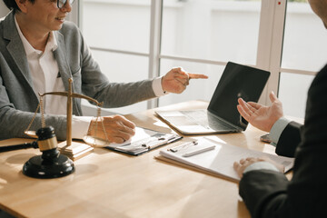 Legal advice concept: A lawyer or legal advisor is someone who listens and gives advice to business...