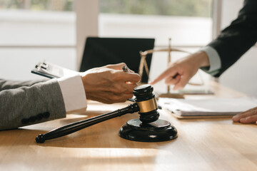 Legal advice concept: A lawyer or legal advisor is someone who listens and gives advice to business...