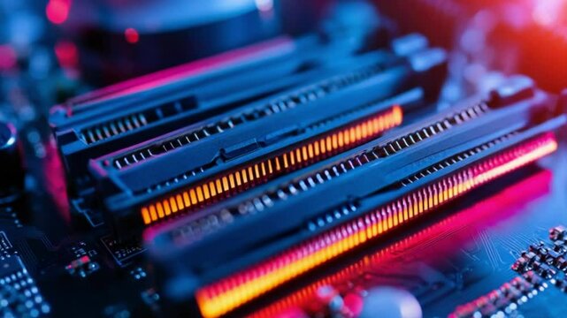 Close-up of computer motherboard components